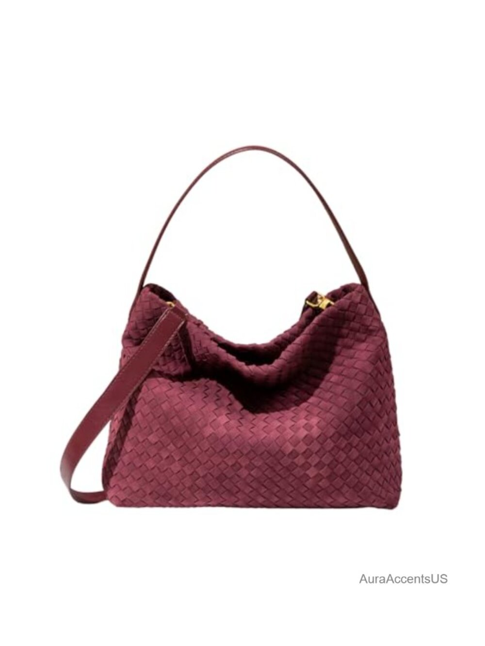 Faux Suede Woven Tote Bag for Women Large Hobo Shoulder Purse